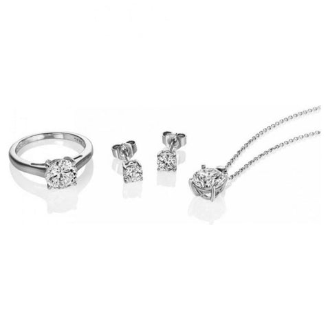 Silver Cubic Zirconia Solitaire Set