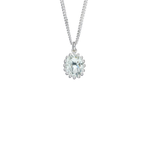 Silver Green Amethyst Pendant and Chain