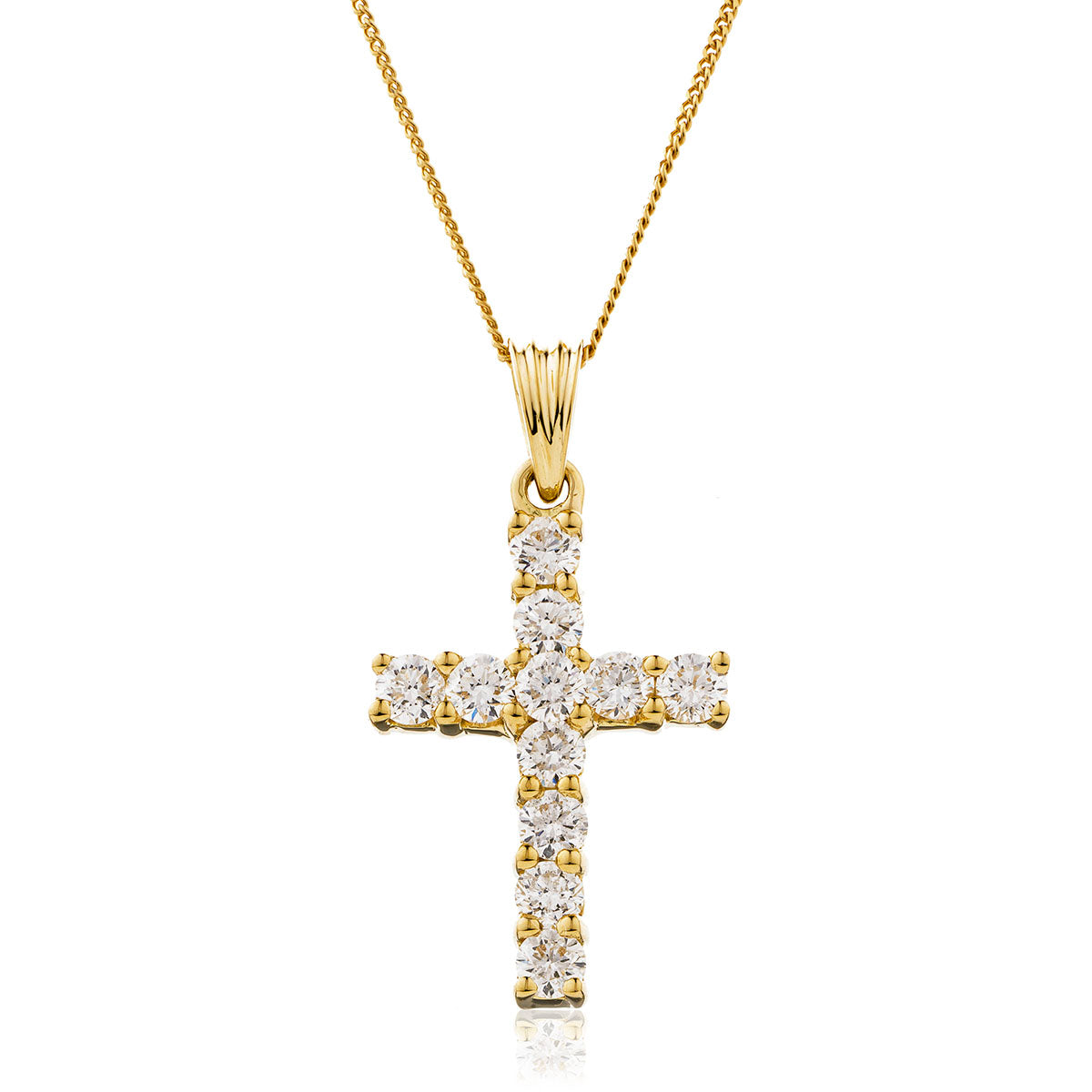 18ct Gold Diamond Set Cross & Chain (0.25ct - 1.00ct) Available in White & Yellow Gold