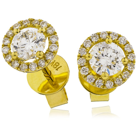 18ct Gold Brilliant Cut Diamond Halo Earrings (0.57ct) Available In White Gold & Yellow Gold