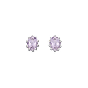 Silver Pink Amethyst Stud Earrings