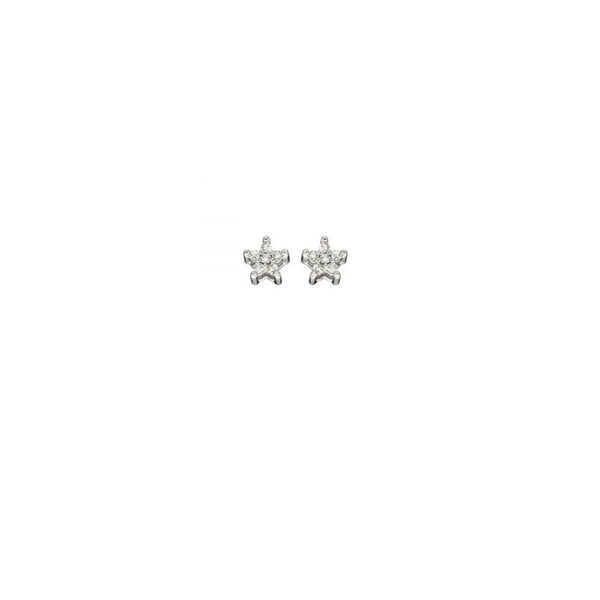 9ct White Gold Star Stud Earrings