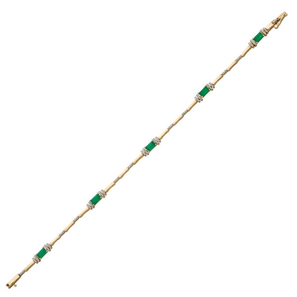 9ct Yellow Gold Emerald And Diamond Deco Pendant