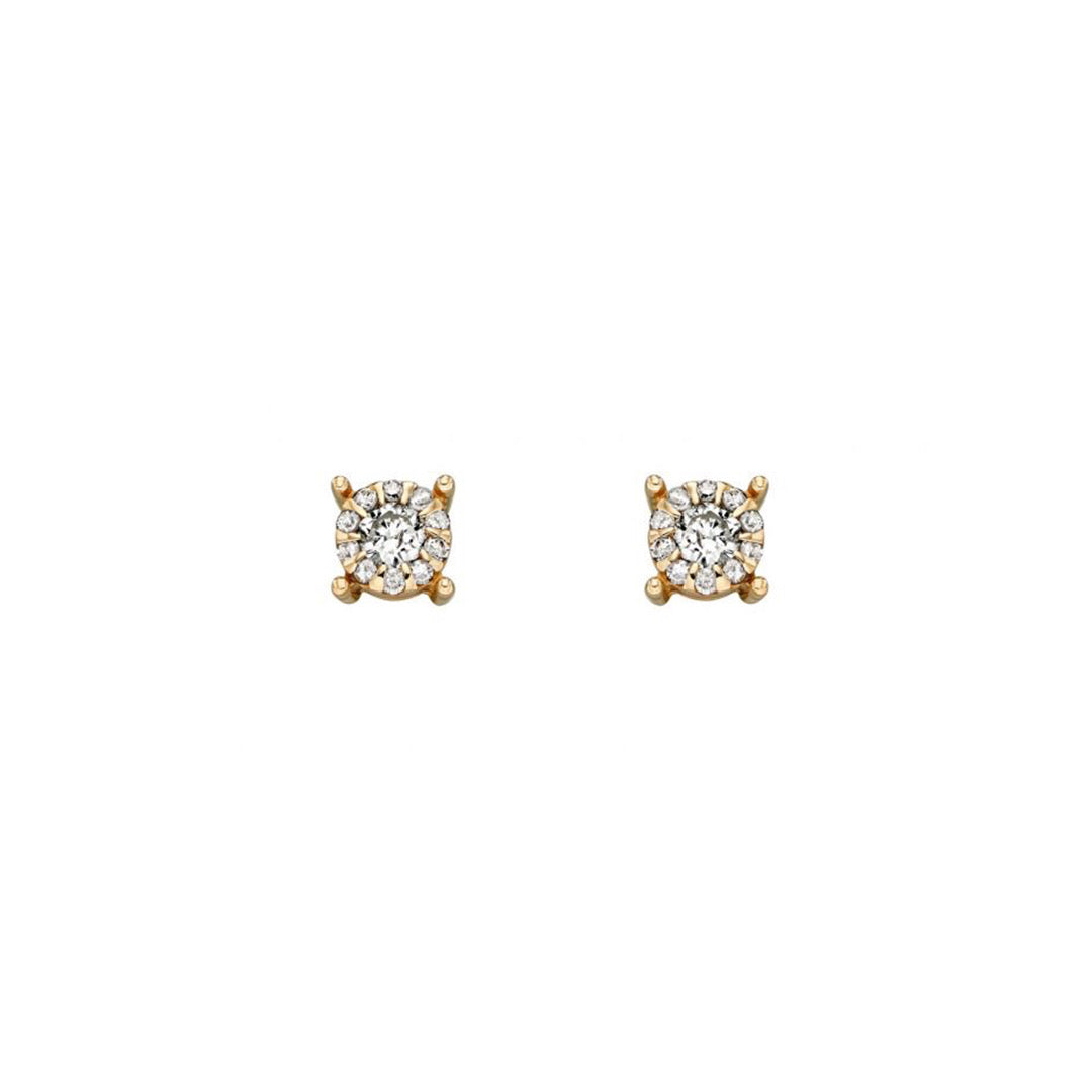 9ct Yellow Gold Diamond Cluster Stud Earrings
