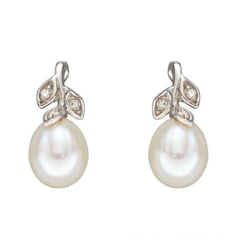 9ct White Gold Fresh Water Pearl Earrings