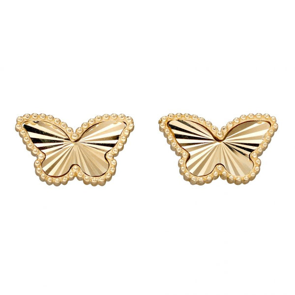9ct Yellow Gold Butterfly Granulation Earring Studs