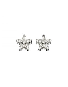 9ct White Gold Star Stud Earrings