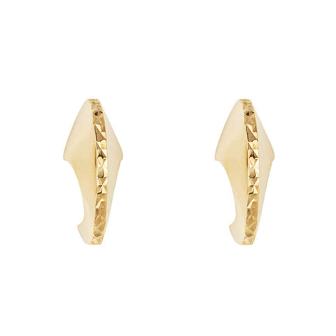9ct Yellow Gold Diamond Cut Arc Stud Earrings