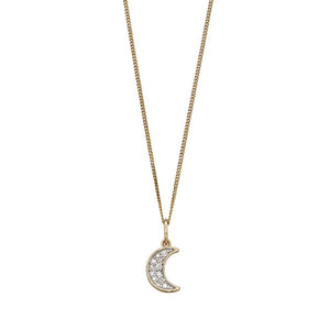9ct Yellow Gold Moon Diamond Pendant