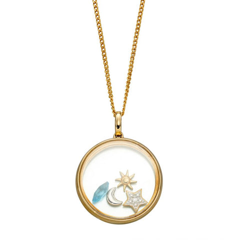 9ct Yellow Gold Floating Pendant With 4 Astrological Charms