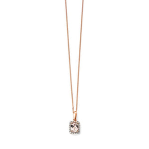 Rose Gold Morganite And Diamond Pendant With Chain