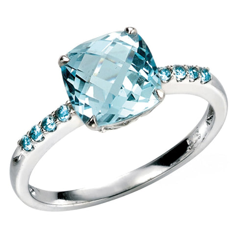 9ct White Gold Sky Blue Topaz And Blue Topaz Ring