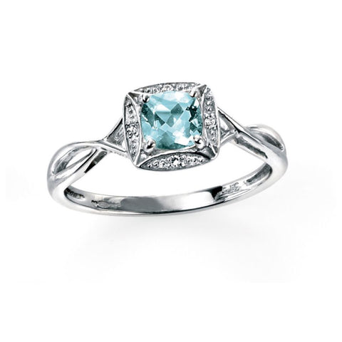 9ct White Gold Aquamarine and Diamond Ring