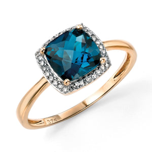 9ct Yellow Gold London Blue Topaz And Diamond