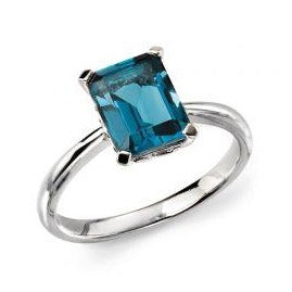 9ct White Gold London Blue Topaz Ring