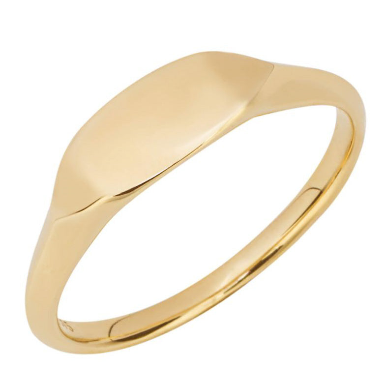 9ct Yellow Gold Navette Signet Ring