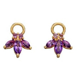 Gold Earring Charms Purple Amethyst or White Topaz