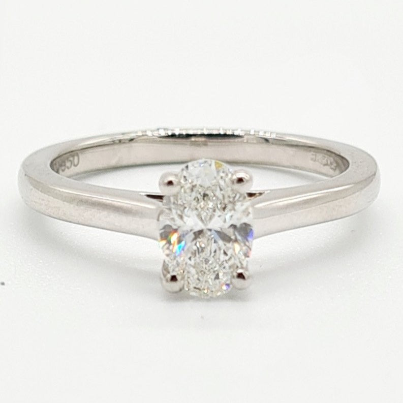 18ct White Gold Oval Diamond Solitaire Ring (0.80ct)