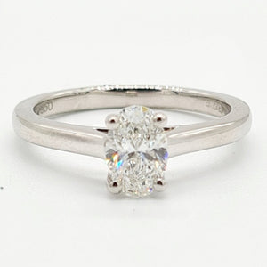 18ct White Gold Oval Diamond Solitaire Ring (0.80ct)