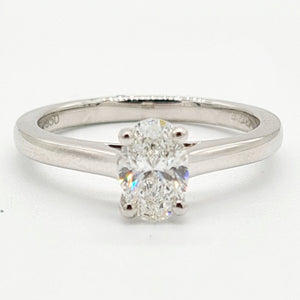 18ct White Gold Oval Diamond Solitaire Ring (0.80ct)