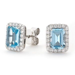 18ct White Gold Aquamarine & Diamond Earrings