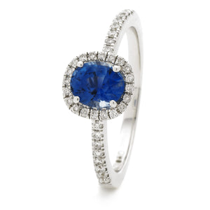 18ct White Gold Diamond Halo Ring (Available With Sapphire Or Ruby)