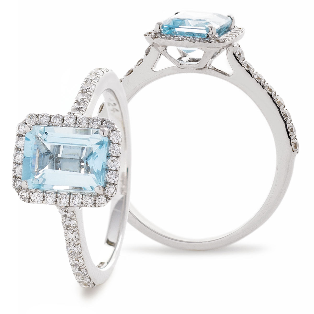 18ct White Gold Aquamarine & Diamond Ring