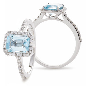 18ct White Gold Aquamarine & Diamond Ring