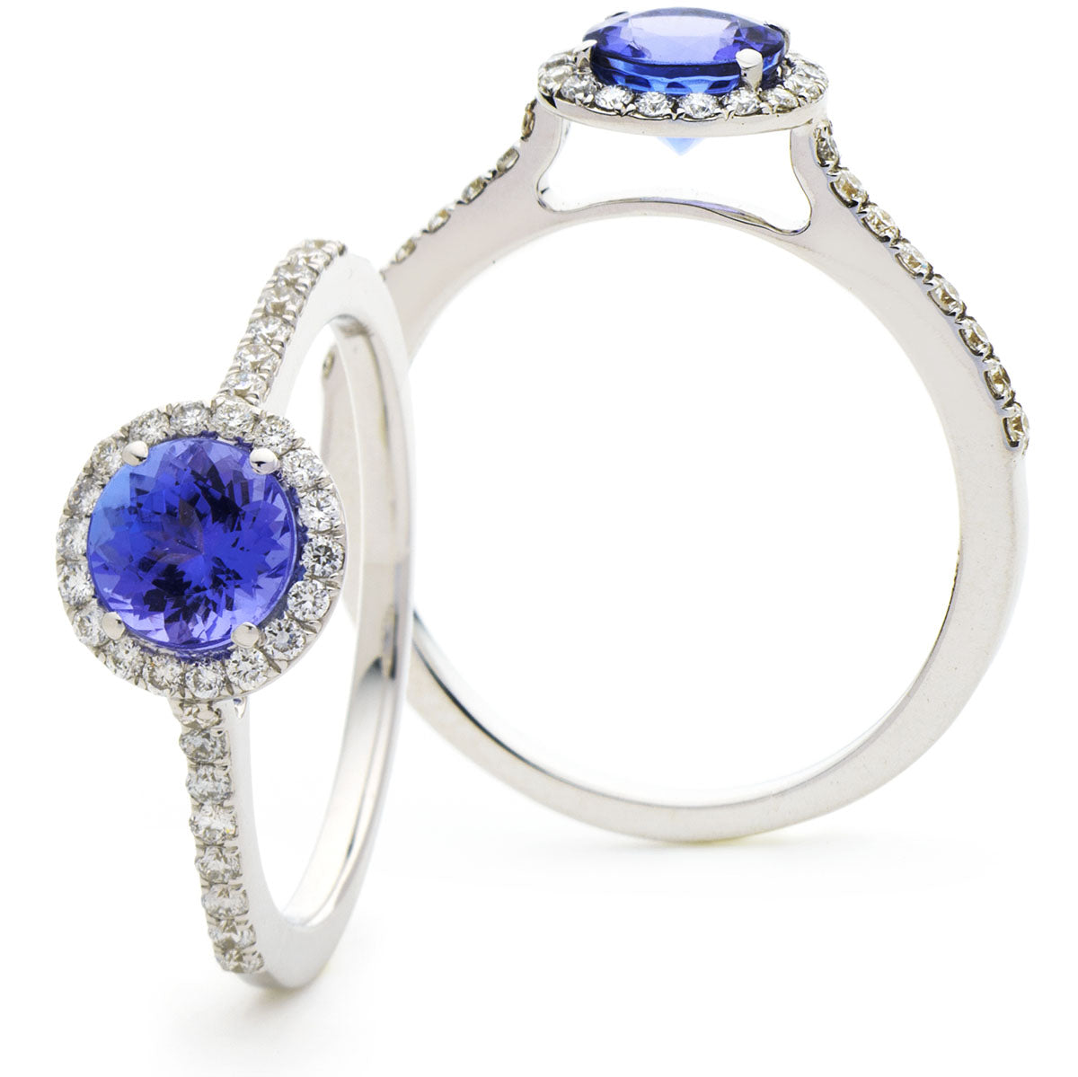 18ct White Gold Tanzanite & Diamond Halo Ring