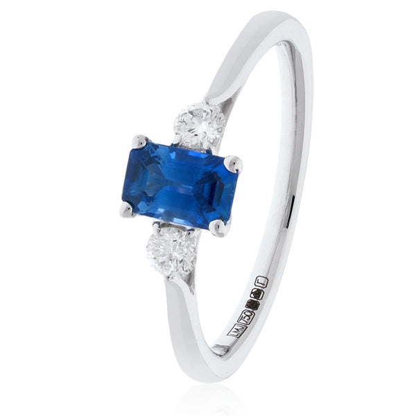 18ct White Gold Three Stone Diamond Ring (Available With Sapphire, Ruby Or Emerald)