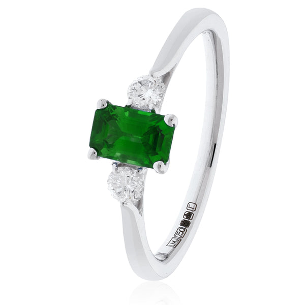 18ct White Gold Three Stone Diamond Ring (Available With Sapphire, Ruby Or Emerald)