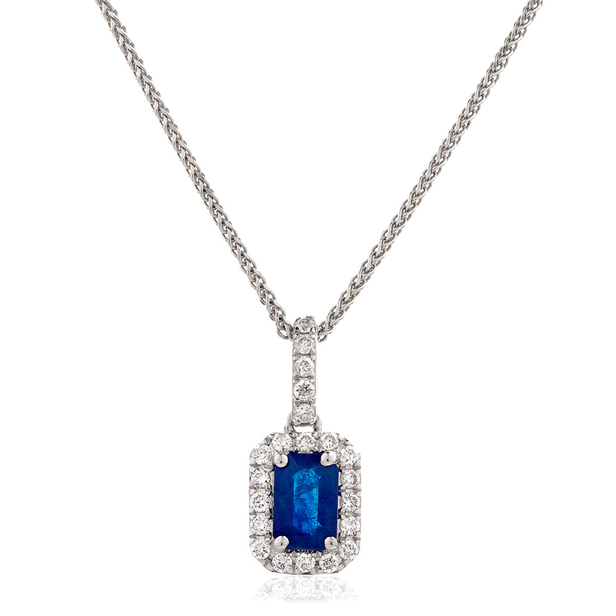 18ct White Gold Diamond Pendant & Chain Available With Sapphire, Ruby Or Emerald