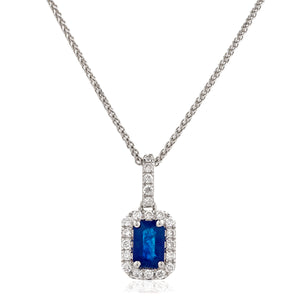 18ct White Gold Diamond Pendant & Chain Available With Sapphire, Ruby Or Emerald