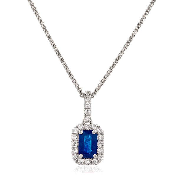 18ct White Gold Diamond Pendant & Chain Available With Sapphire, Ruby Or Emerald