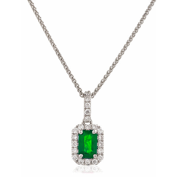 18ct White Gold Diamond Pendant & Chain Available With Sapphire, Ruby Or Emerald