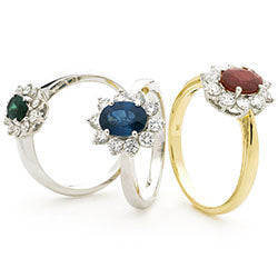 18ct Gold Diamond Cluster Ring Available With Sapphire, Ruby Or Emerald In White Or Yellow Gold