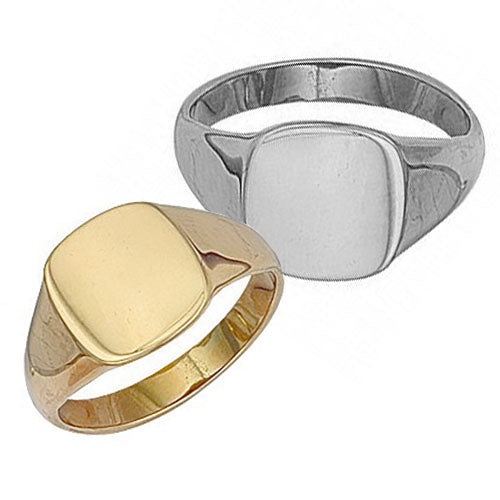 9ct Gold Cushion Signet Ring (Available In White Or Yellow Gold)