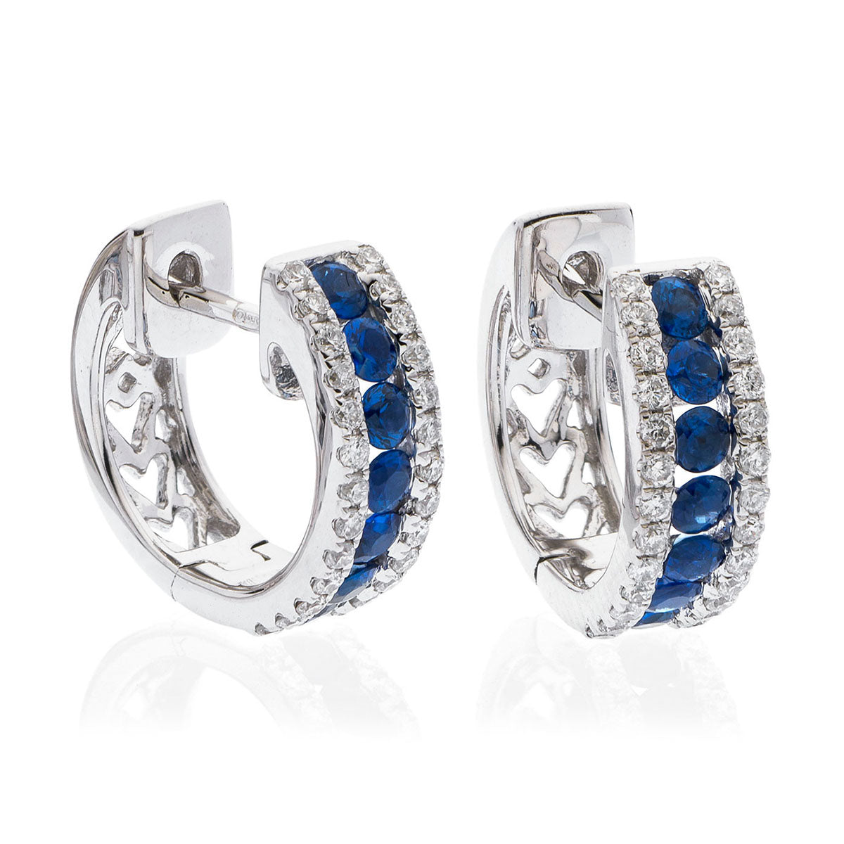 18ct White Gold Sapphire & Diamond Huggie Earrings
