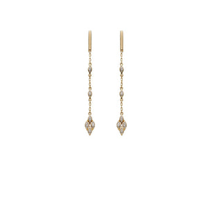 9ct Yellow Gold Deco Diamond Drop Earrings