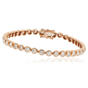 9ct Rose Gold Rubover Set Diamond Tennis Bracelet