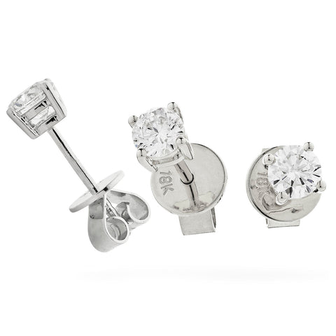 18ct Gold Brilliant Cut Diamond Stud Earrings (0.20ct - 1.00ct) Available In White Or Yellow Gold