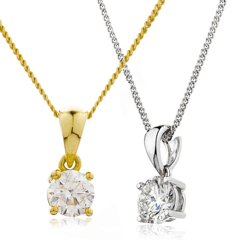 18ct Gold Brilliant Cut Diamond Solitaire Pendant & Chain (0.25ct - 1.00ct) Available In White Gold & Yellow Gold