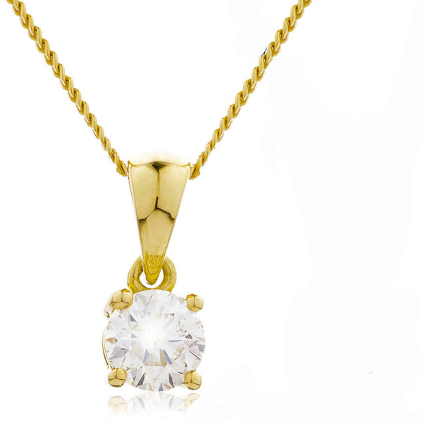 18ct Gold Brilliant Cut Diamond Solitaire Pendant & Chain (0.25ct - 1.00ct) Available In White Gold & Yellow Gold
