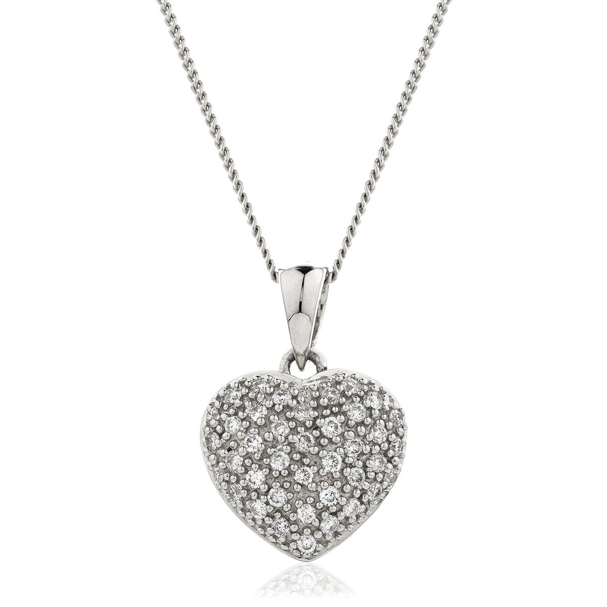 18ct Gold Diamond Set Heart Pendant & Chain (0.20ct) Available In White Gold & Rose Gold