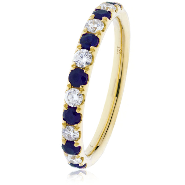 18ct Gold Diamond Half Eternity Ring Available With Sapphire, Ruby Or Emerald In White Gold Or Yellow Gold