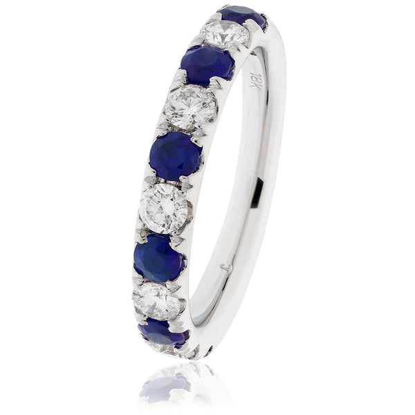 18ct Gold Diamond Half Eternity Ring Available With Sapphire, Ruby Or Emerald In White Gold Or Yellow Gold