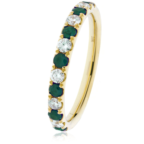 18ct Gold Diamond Half Eternity Ring Available With Sapphire, Ruby Or Emerald In White Gold Or Yellow Gold