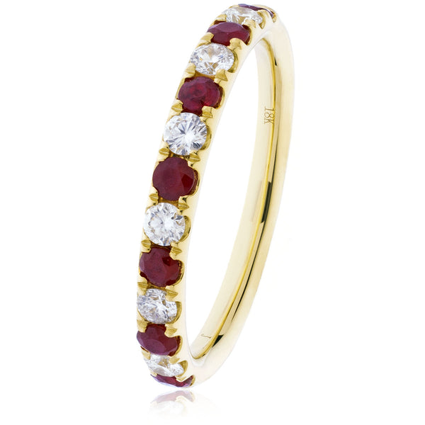 18ct Gold Diamond Half Eternity Ring Available With Sapphire, Ruby Or Emerald In White Gold Or Yellow Gold