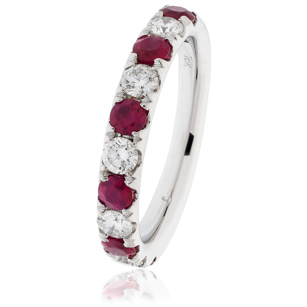 18ct Gold Diamond Half Eternity Ring Available With Sapphire, Ruby Or Emerald In White Gold Or Yellow Gold