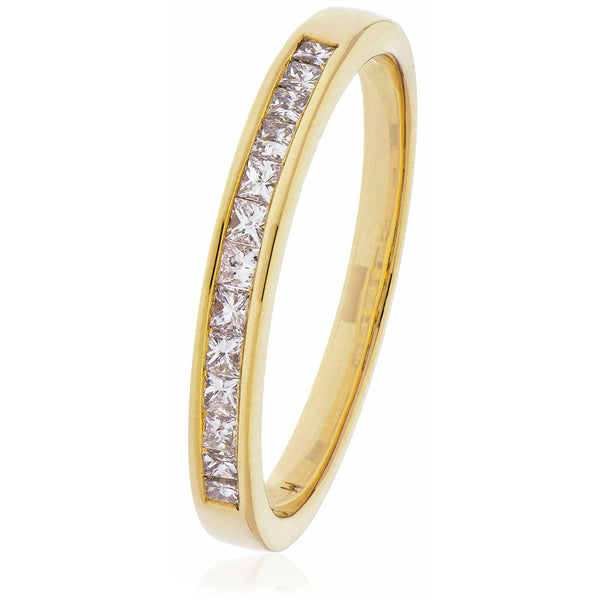 18ct Gold Princess Cut Diamond Half Eternity Ring (0.50ct) Available In White & Yellow Gold